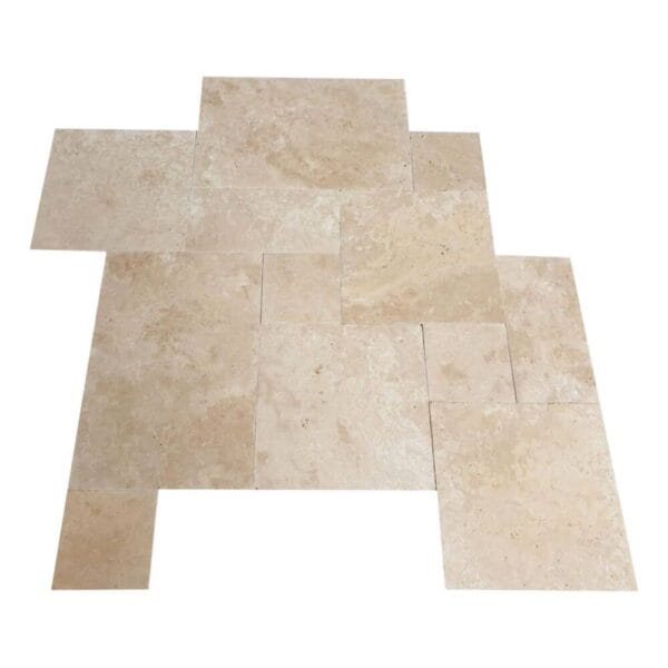 Mozaika rzymska trawertyn Light Premium bębnowany komplet 0,742 m² grubość 12 mm