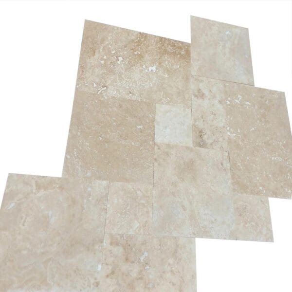 Mozaika rzymska trawertyn Light Standard szlifowany i wypełniany komplet 0,742 m² grubość 12 mm