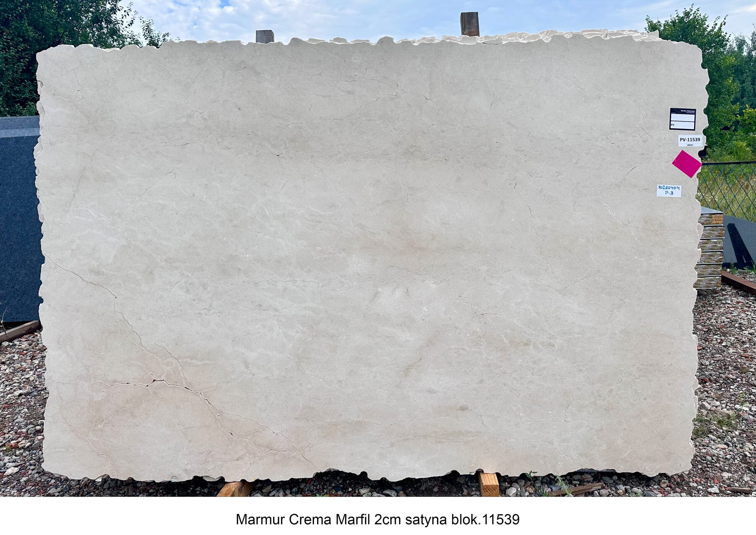 Marmur Crema Marfil 2 cm szczotka / nr. bloku 4a76 - obrazek 3