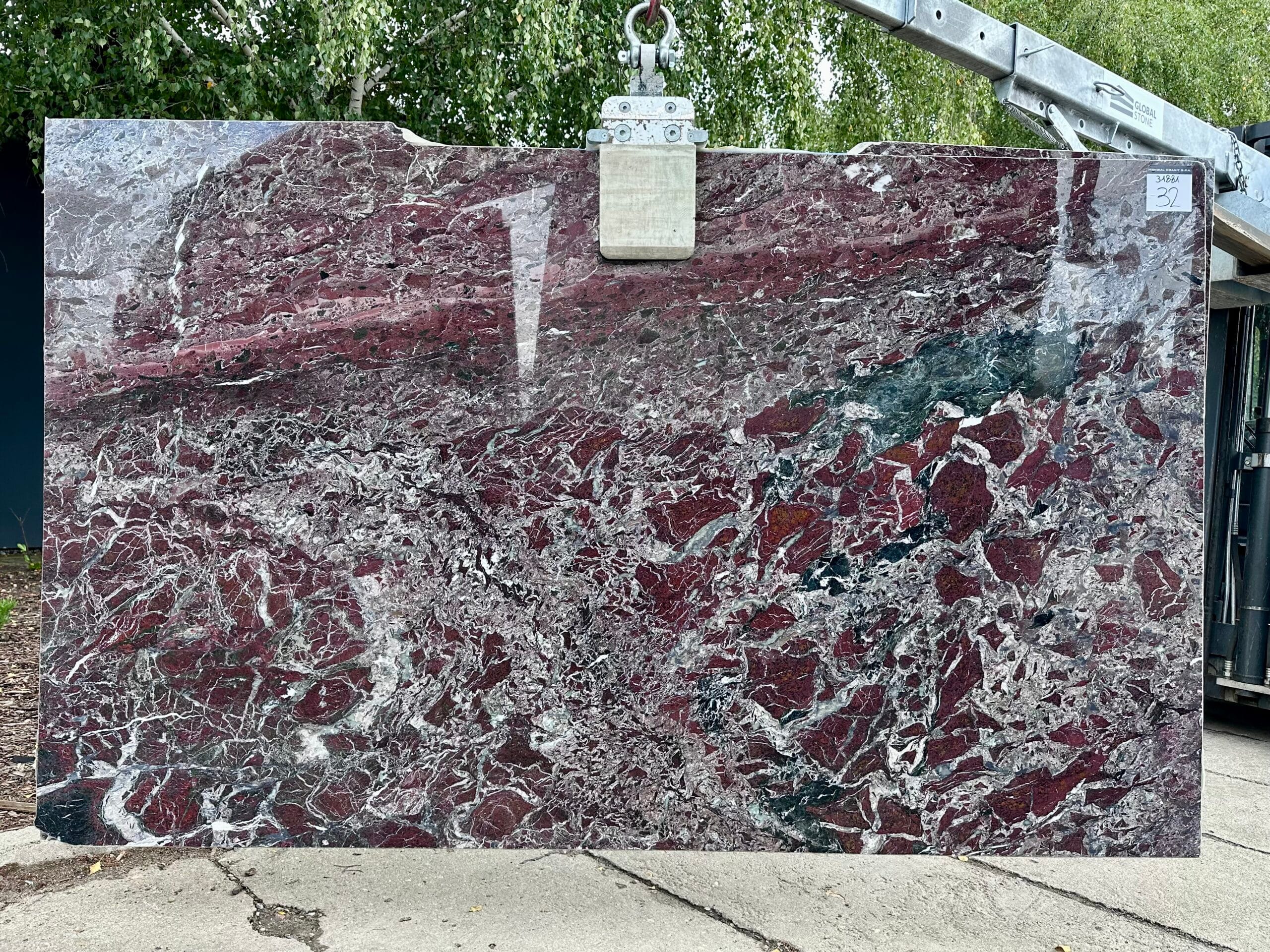 Marmur Rosso Levanto 2 cm poler / nr. bloku 31881 - obrazek 2